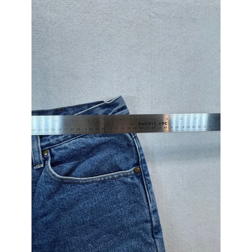 LL Bean Double L Natural Fit Flannel Lined Jeans Mens 34x30 Blue Denim Plaid